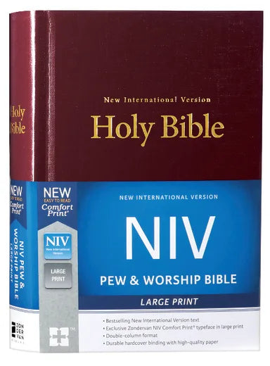 NIV Pew and Worship Bible Large Print Burgundy (Black Letter Edition)