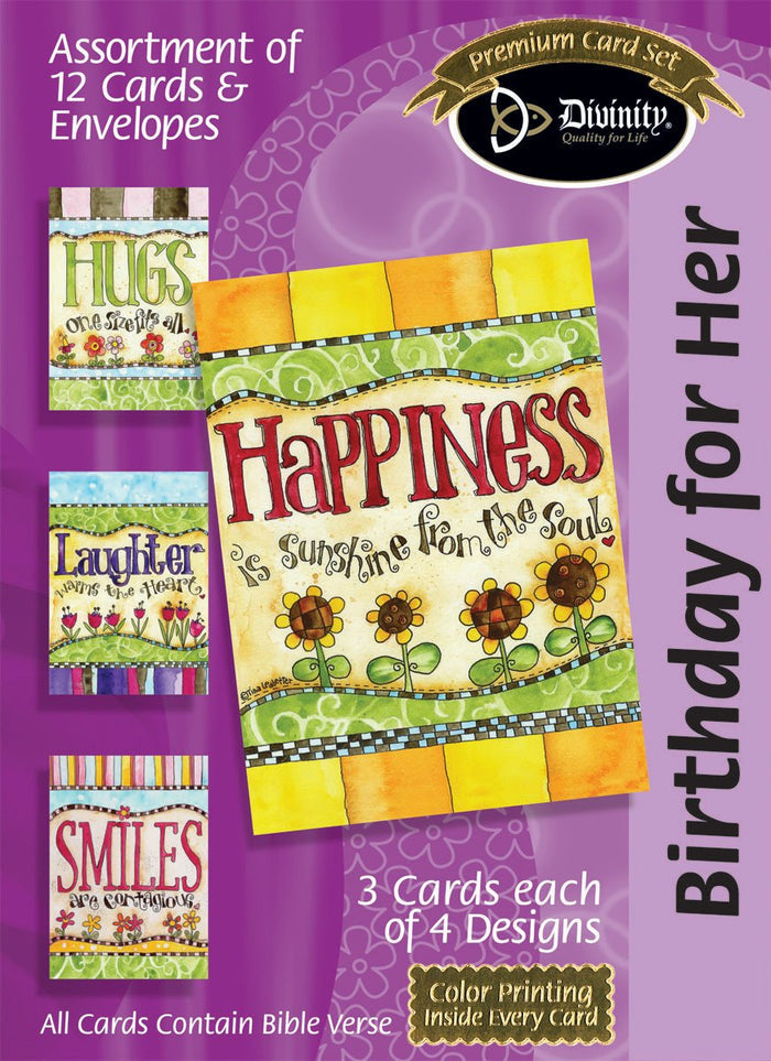 Boxed Cards: Birthday For Her, Happiness: Scripture