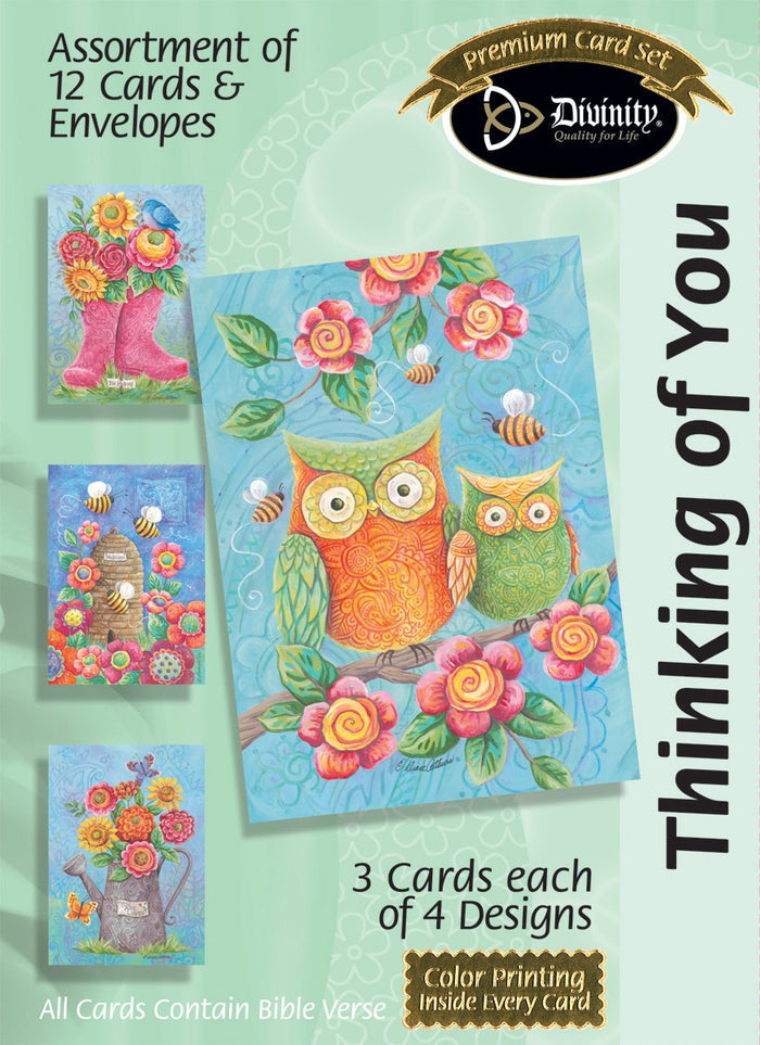 Boxed Cards: Thinking Of You, Owls & Boots - KJV