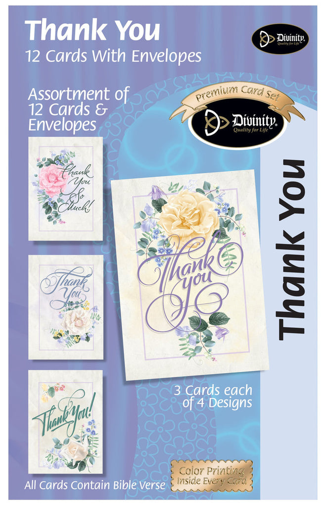 Boxed Cards: Thank You, Script & Roses