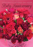 Ruby Anniversary Card - Flowers Foiled  (Order in 6)