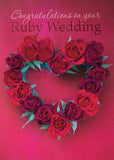 Ruby Anniversary Card - Heart Foiled  (Order in 6)