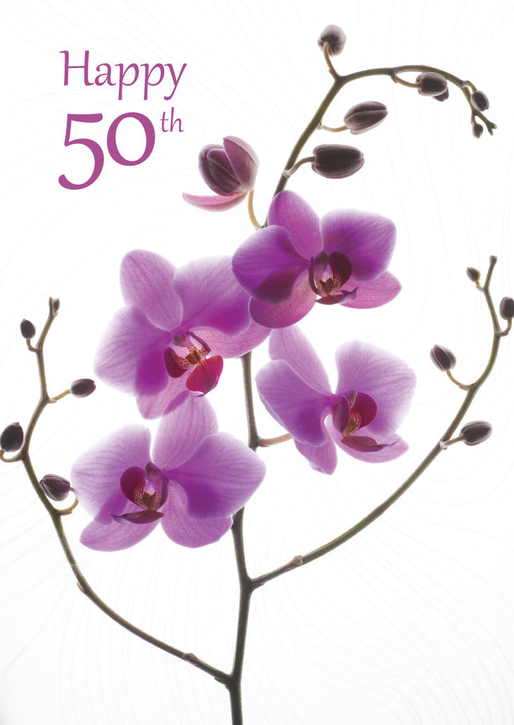 Age 50 Card - Flowers  (Order in 6)