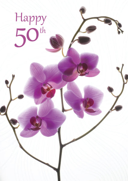 Age 50 Card - Flowers  (Order in 6)