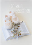 Dedication Card - Bible With Booties  (Order in 6)