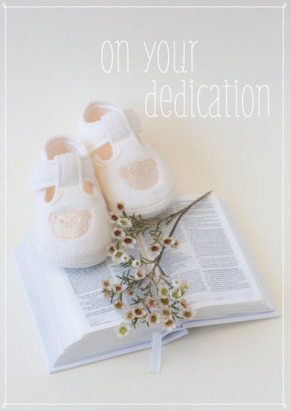 Dedication Card - Bible With Booties  (Order in 6)