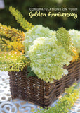 Golden Anniversary Card - Flowers In Basket  (Order in 6)