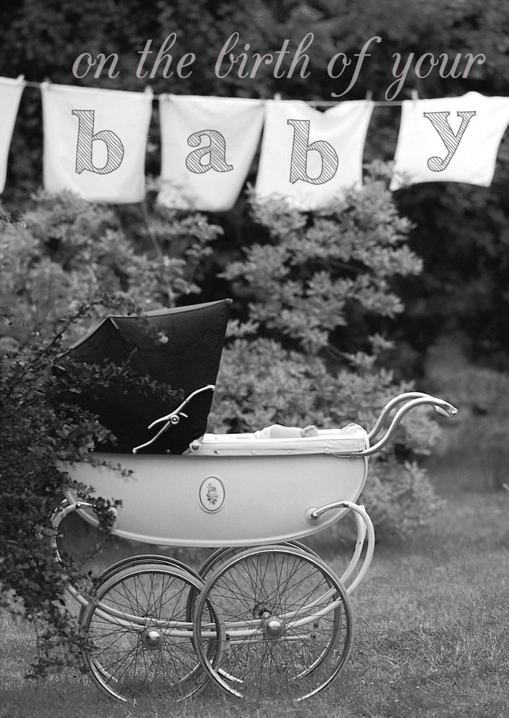 New Baby Card - Pram In Garden  (Order in 6)