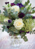 Diamond Anniversary Card - White Rose Bouquet  (Order in 6)