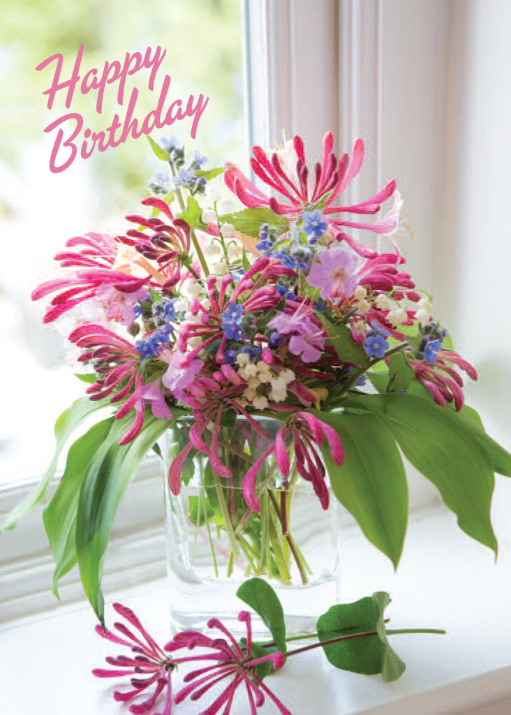 Birthday Card - Honeysuckle Vase (Order in 6)