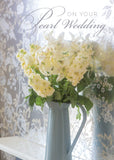 Pearl Anniversary Card - Flowers On Mantelpiece  (Order in 6)