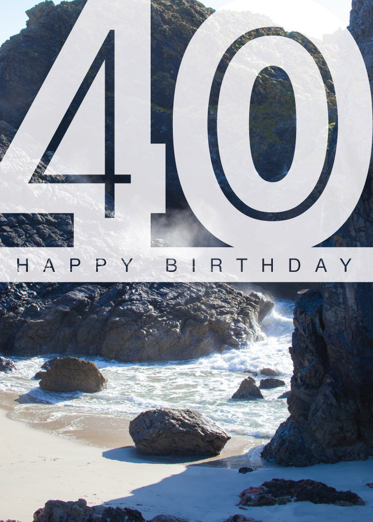 Age 40 Card - Kynance Beach (Order in 6)