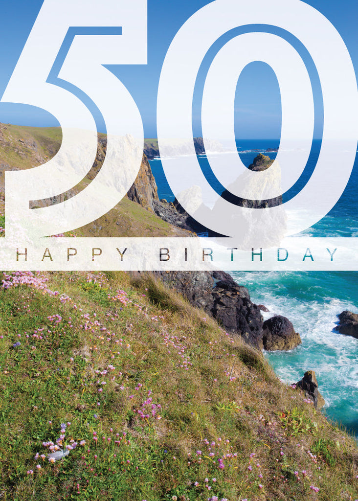 Age 50 Card - Cornish Coast (Order in 6)