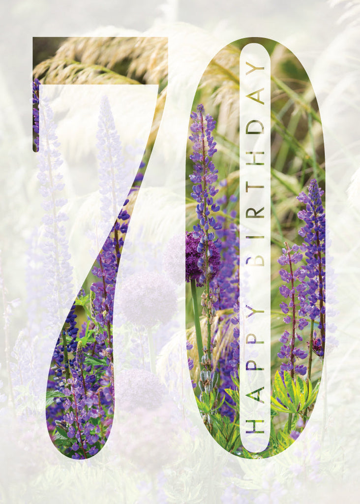Age 70 Card - Summer Border (Order in 6)