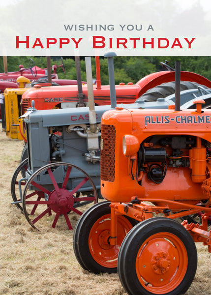 Birthday Card - Vintage Tractor Lineup (Order in 6)
