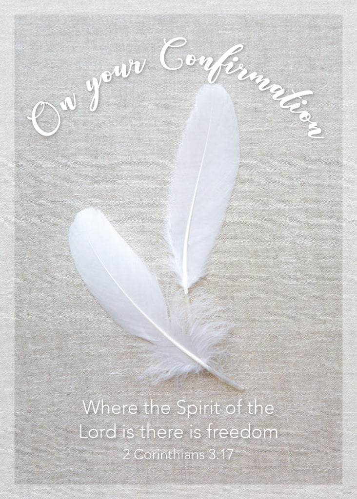 Confirmation Card - White Feathers (Order in 6)