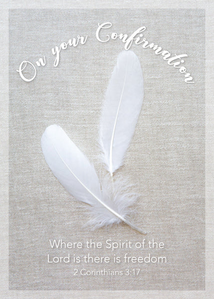Confirmation Card - White Feathers  (Order in 6)