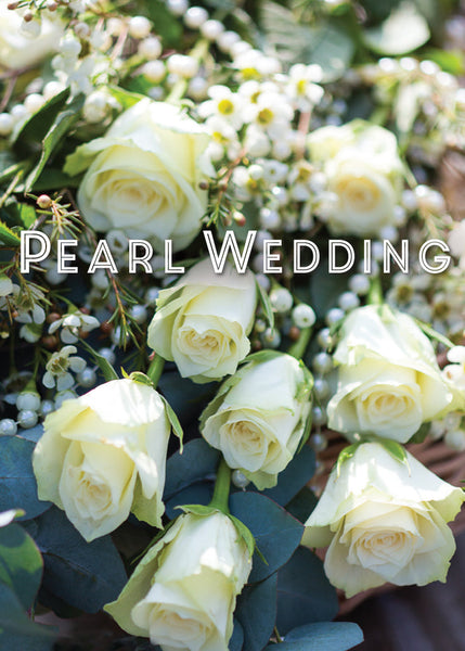 Pearl Anniversary Card - White Roses And Pearls  (Order in 6)