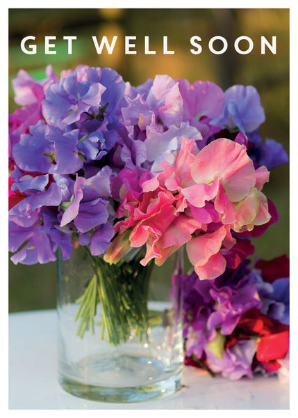 Get Well Card - Sweet Pea Posies  (Order in 6)