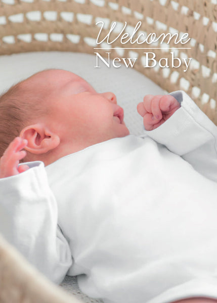 New Baby Card - Baby In Moses Basket  (Order in 6)