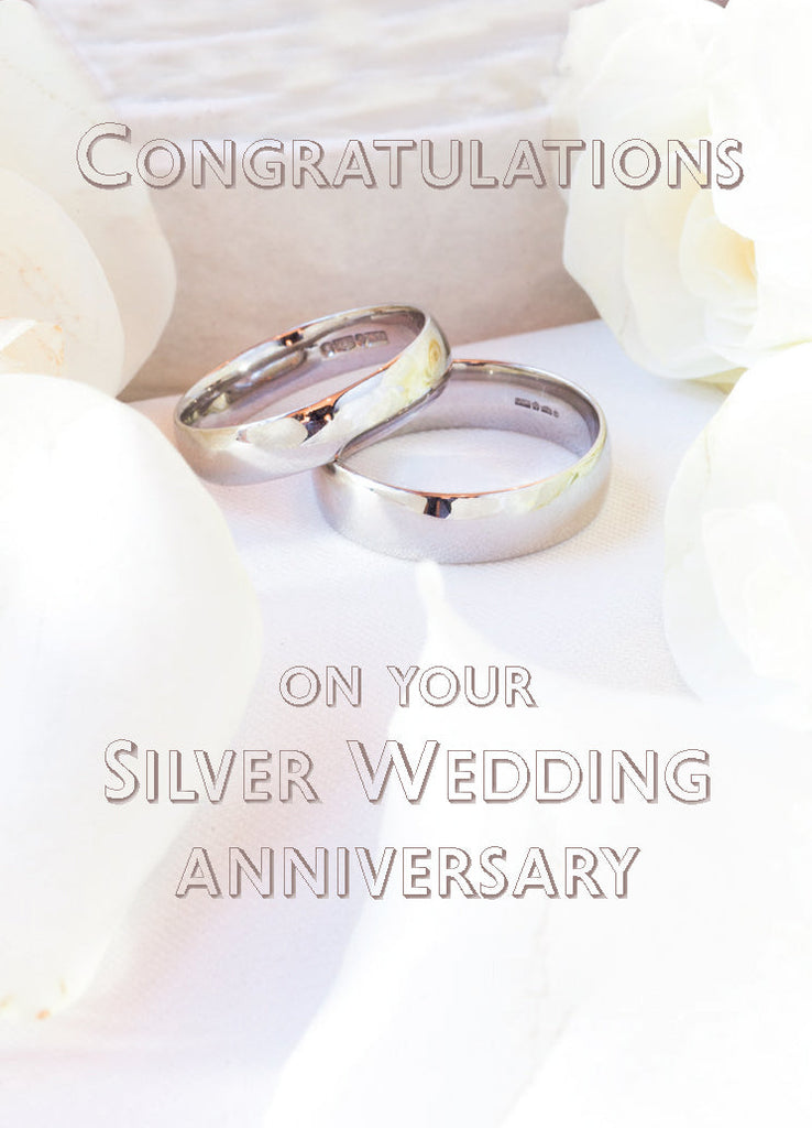Silver Anniversary Card - Silver Rings (Order in 6)