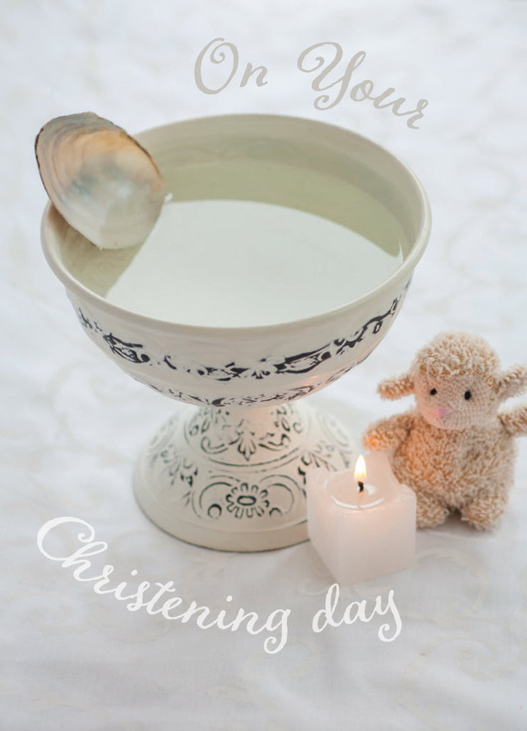 Christening Card - Scene With Toy Lamb (Order in 6)