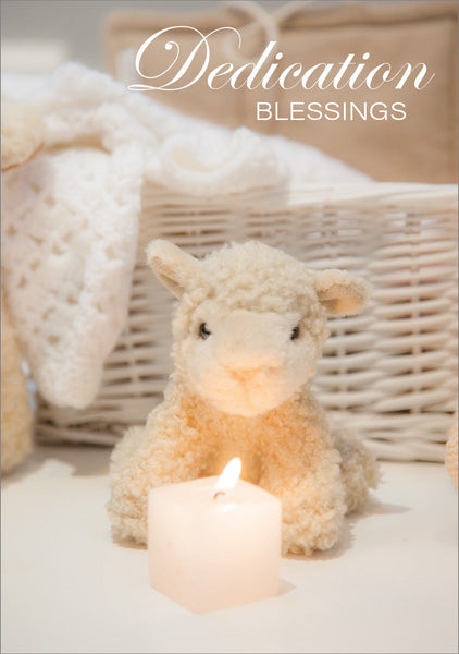 Dedication Card - Toy Lamb with Candle  (Order in 6)