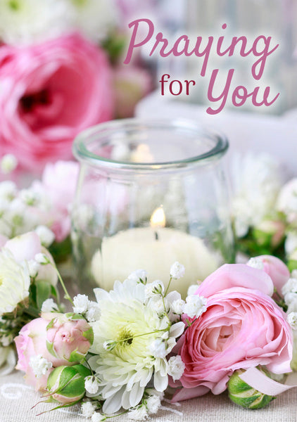 Praying For You Card - Tealight/Roses  (Order in 6)