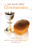 First Communion Card - Chalice and Bread  (Order in 6)