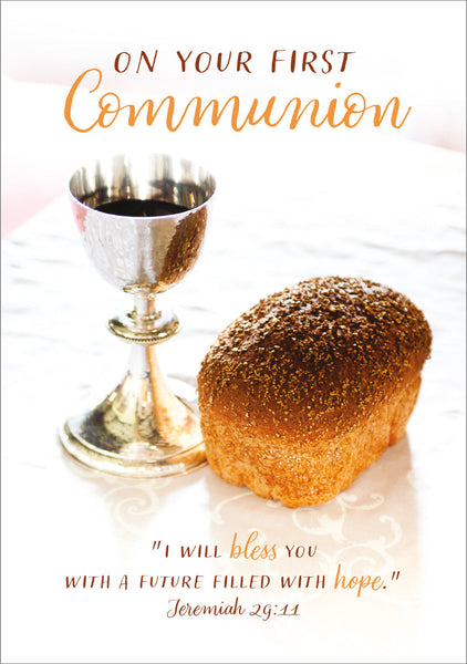 First Communion Card - Chalice and Bread  (Order in 6)