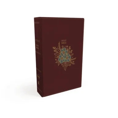 NKJV Thinline Bible Compact Burgundy Floral Design (Red Letter Edition)