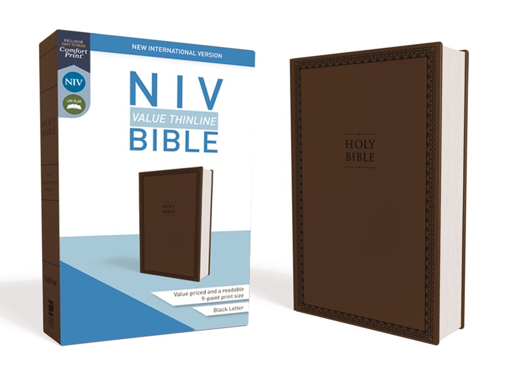 NIV, Value Thinline Bible, Large Print, Leathersoft, Gray/Black, Comfort Print (Large type / large print)