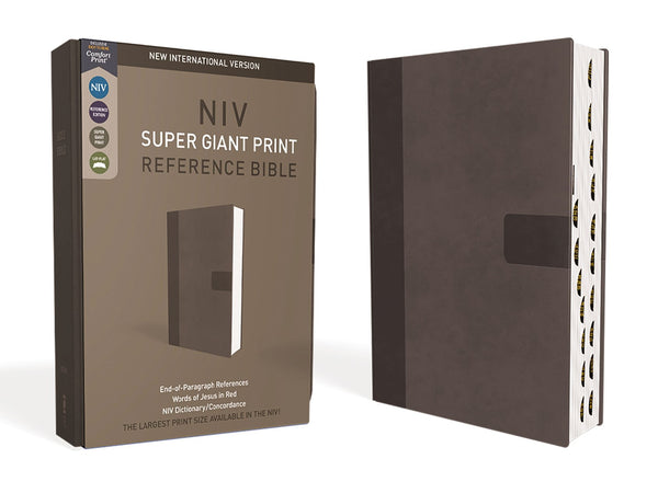 NIV Super Giant Print Reference Bible Gray Thumb Indexed (Red Letter Edition)
