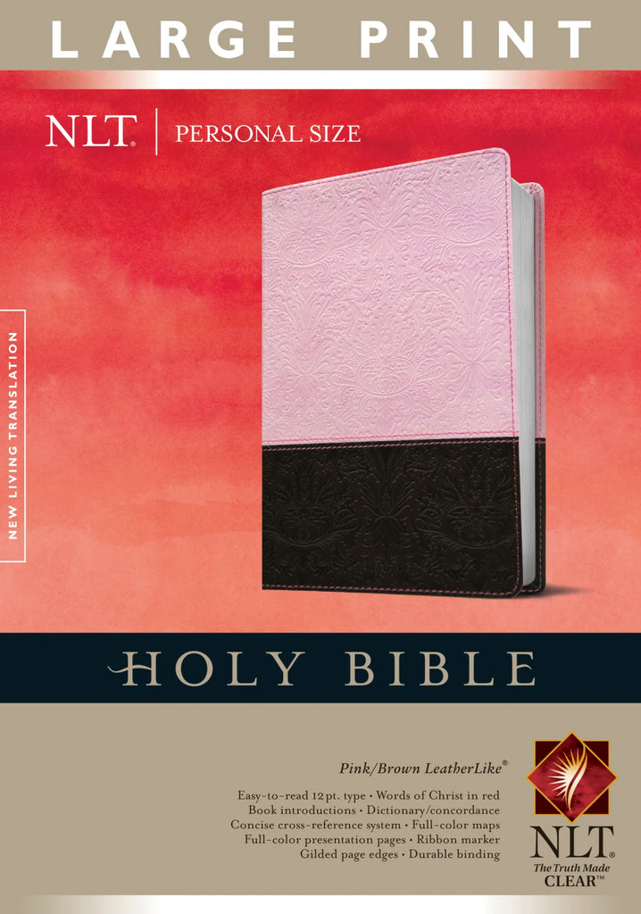 NLT Personal Size Large Print Indexed Pink/Brown (Red Letter Edition)