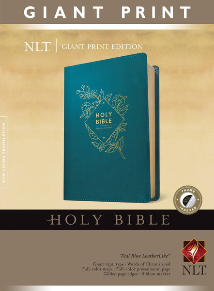 NLT Holy Bible Giant Print Teal Blue Indexed (Red Letter Edition)