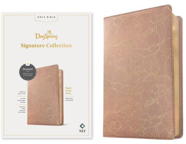 NLT Super Giant Print Bible, Filament Enabled (LeatherLike, Blush Floral, Red Letter) : DaySpring Signature Collection