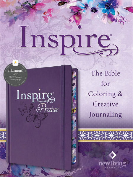 NLT Inspire PRAISE Bible, Purple, Filament Enabled: The Bible for Coloring & Creative Journaling