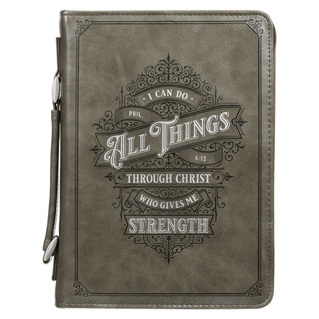 Be Strong and Courageous Portfolio Design Faux Leather Classic Bible Cover - Joshua 1:9