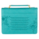 Amazing Grace Floral Teal Faux Leather Fashion Bible Cover
