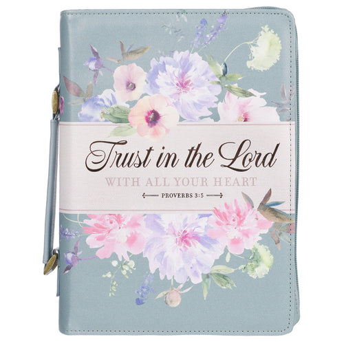 Trust in the Lord Pearlescent Pewter Floral Fashion Bible Cover - Proverbs 3:5