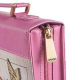 Trust in the LORD Floral Begonia Pink Faux Leather Fashion Bible Cover - Proverbs 3:5