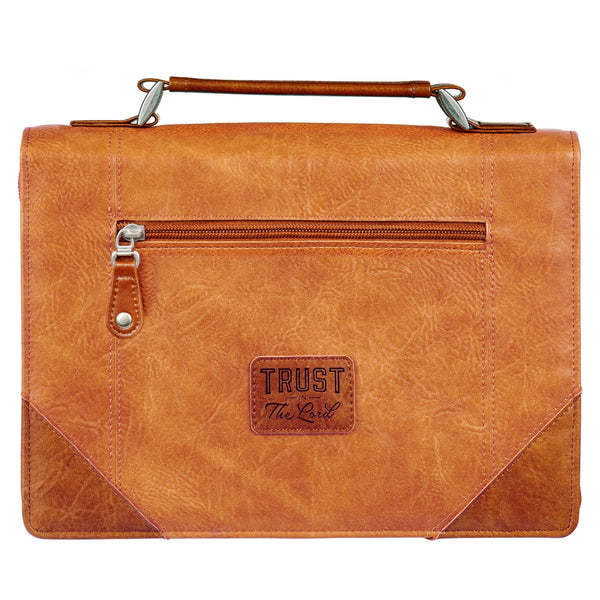 Trust in the Lord Tan and Honey-brown Classic Bible Cover - KI Gifts Christian Supplies