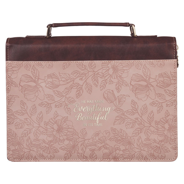 Everything Beautiful Blush Floral Faux Leather Fashion Bible Cover - Ecclesiastes 3:11 - KI Gifts Christian Supplies