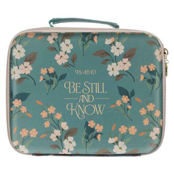 Be Still and Know Teal Two-fold Organizer Bible Case - Psalm 46:10 - KI Gifts Christian Supplies