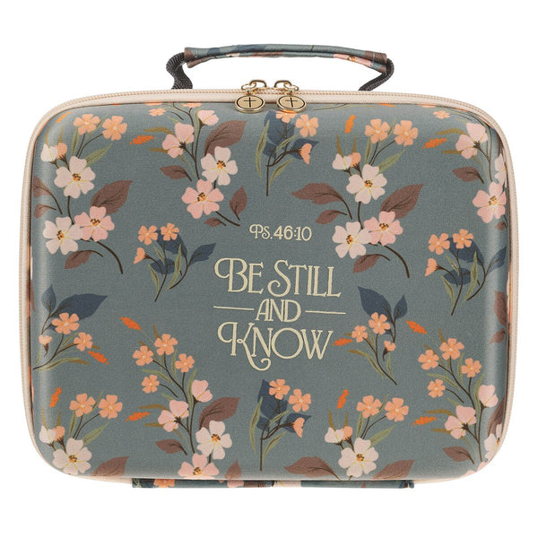 Be Still and Know Teal Two-fold Organizer Bible Case - Psalm 46:10