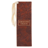 Amazing Grace Honey Brown Faux Leather Bookmark