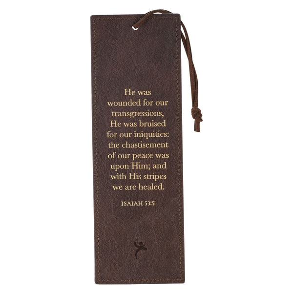 Amazing Grace Honey-brown Faux Leather Bookmark - Isaiah 53:3