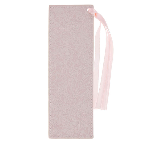 Bless and Keep You Blush Floral Faux Leather Bookmark - Numbers 6:24