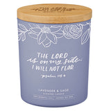I Will Not Fear Lavender and Sage Candle in a Glass Jar - Psalm 118:6 - KI Gifts Christian Supplies