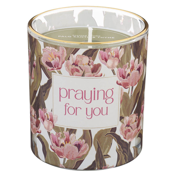 Praying for You Palo Santo and Thyme Scented Candle in a Glass Jar - KI Gifts Christian Supplies